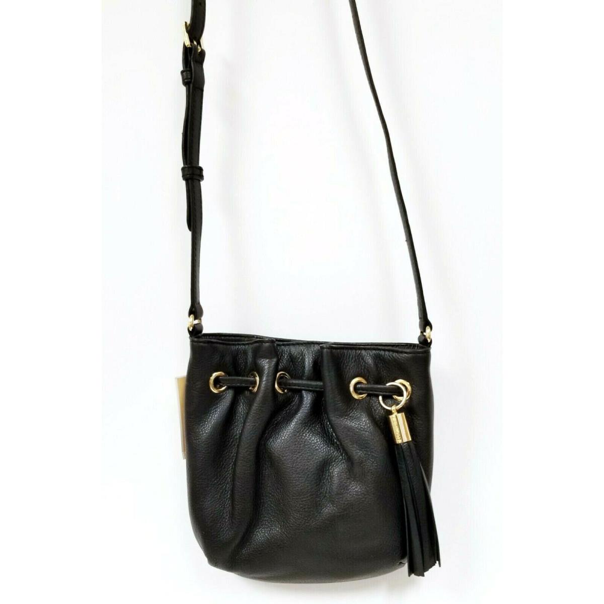 Michael Kors Black Leather Ring Tote Gold Crossbody Handbag