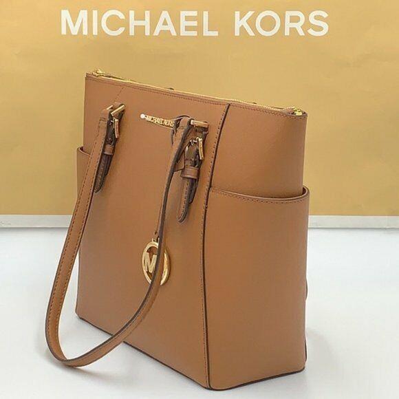 Michael Kors Charlotte Large Leather Luggage Brown Top-zip Tote