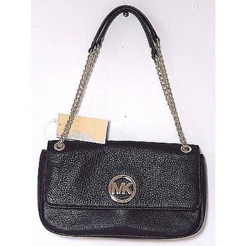 Michael Kors Pebble Leather SM Flap NS Shoulder 10 x6.25 Black