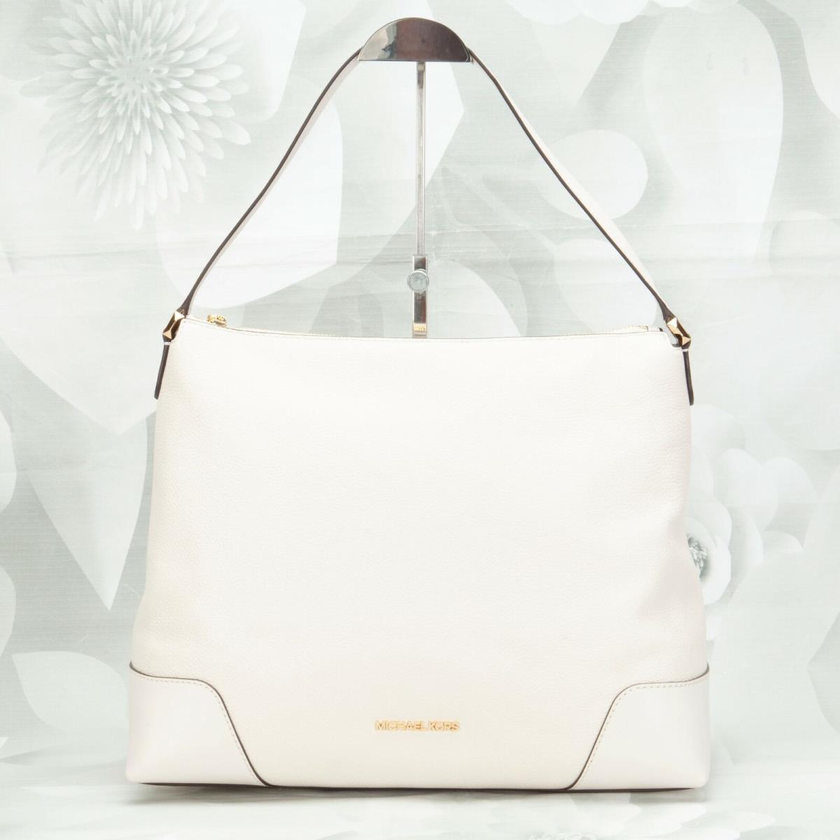 Michael Kors Women`s Crosby Leather Shoulder Tote Handbag Purse Large Cream  - Michael Kors bag - 044066650151 | Fash Brands