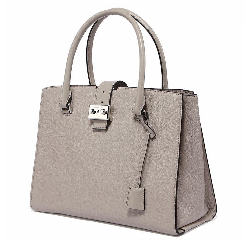 Michael Kors Studio Bond Build-a-bond Large Satchel Pebble Leather Cement