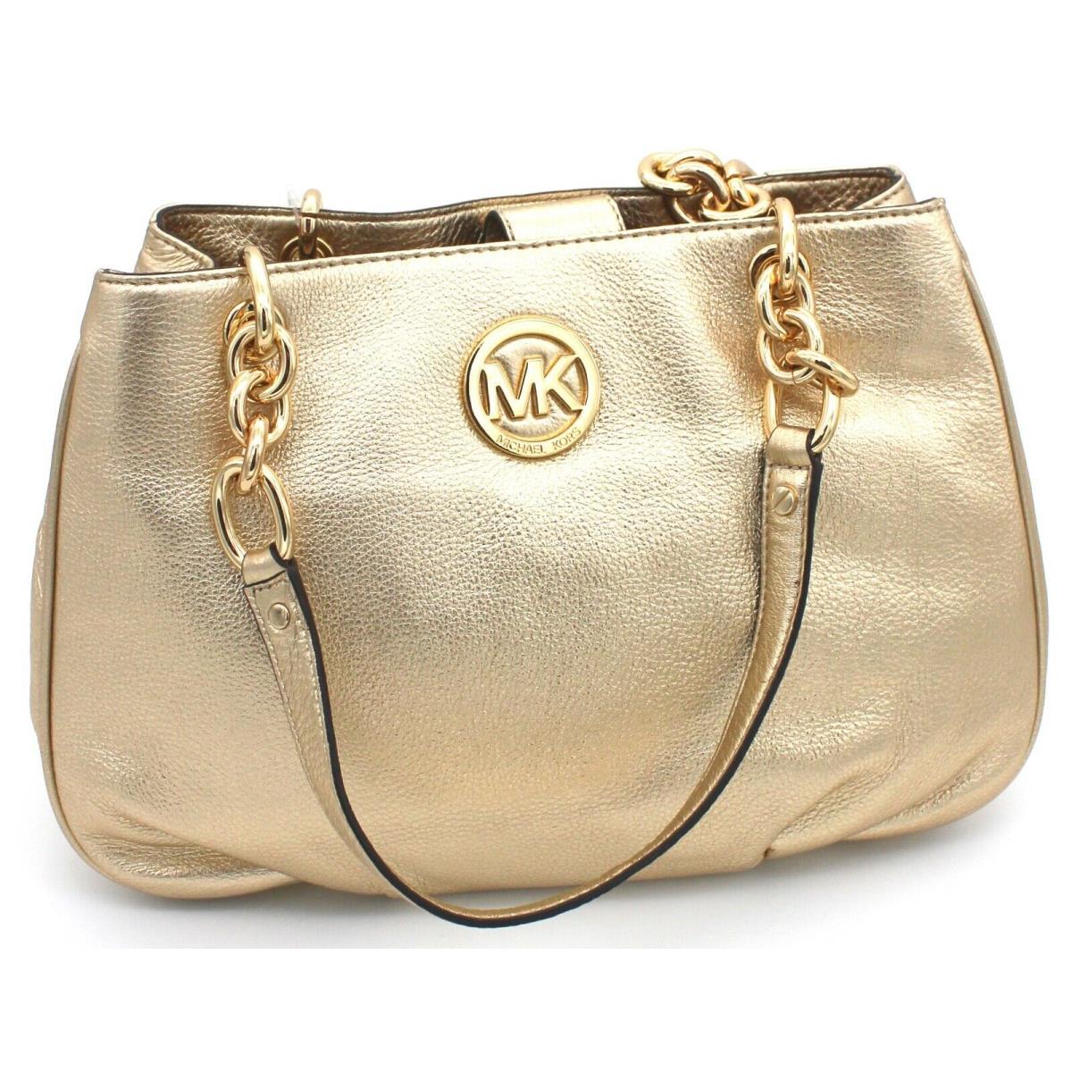 Michael Kors Fulton Chain Leather Medium Tote Pale Gold - Michael Kors bag  - 889154483798 | Fash Brands