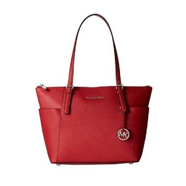 Michael Kors Women`s East West Top Zip Tote Scarlet Red Saffiano Leather