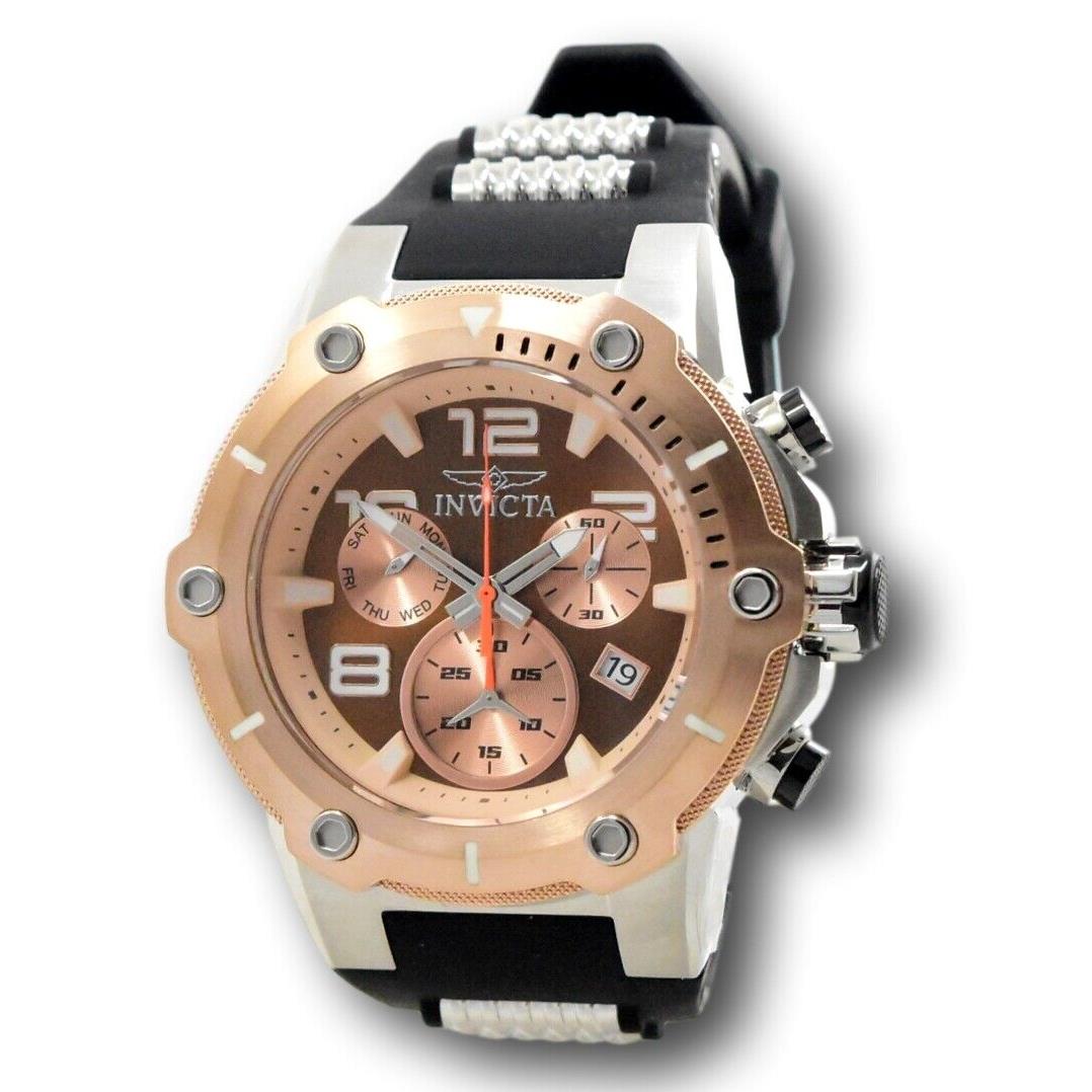 Invicta Speedway Viper Men`s 52mm Rose Gold Brown Swiss Chronograph Watch 34016 - Dial: Brown, Band: Black, Bezel: Rose Gold