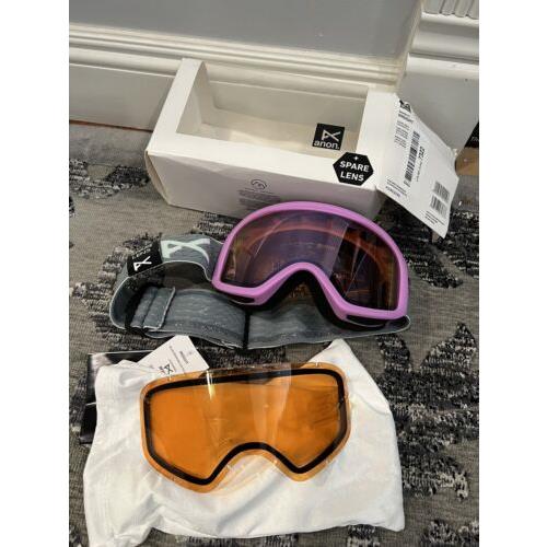 Anon Insight Ski Snow Goggles Pink W/ Cloudy Pink / Amber Lens