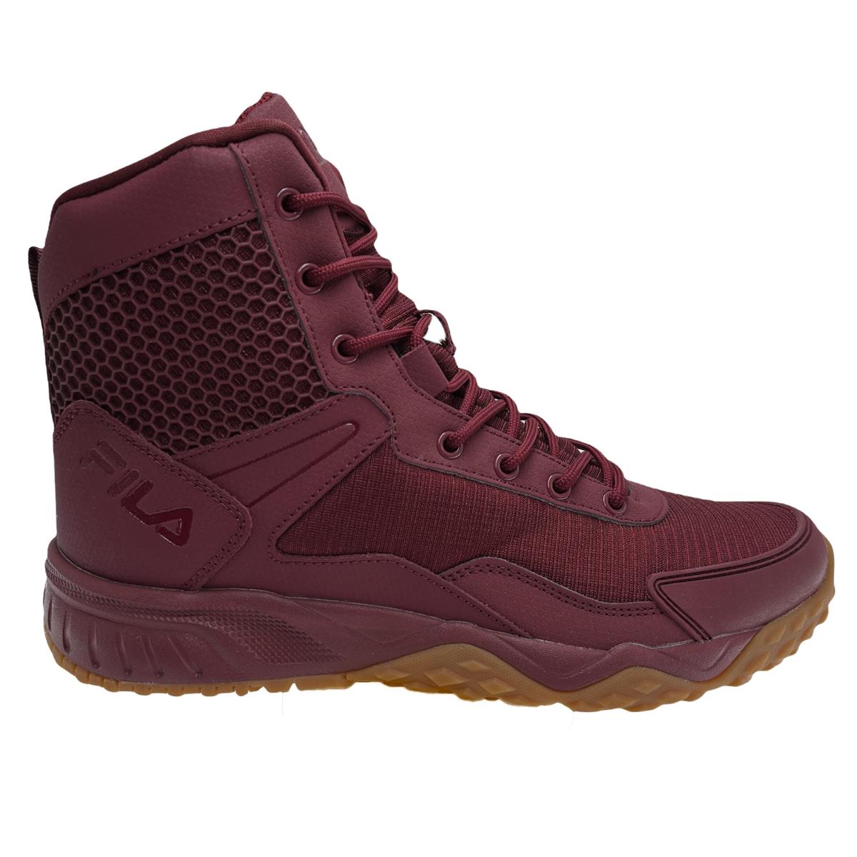 Fila Men`s Chastizer Tactical High Top Casual Fashion Combat Work Shoes Boots - Tawny Port/Gum