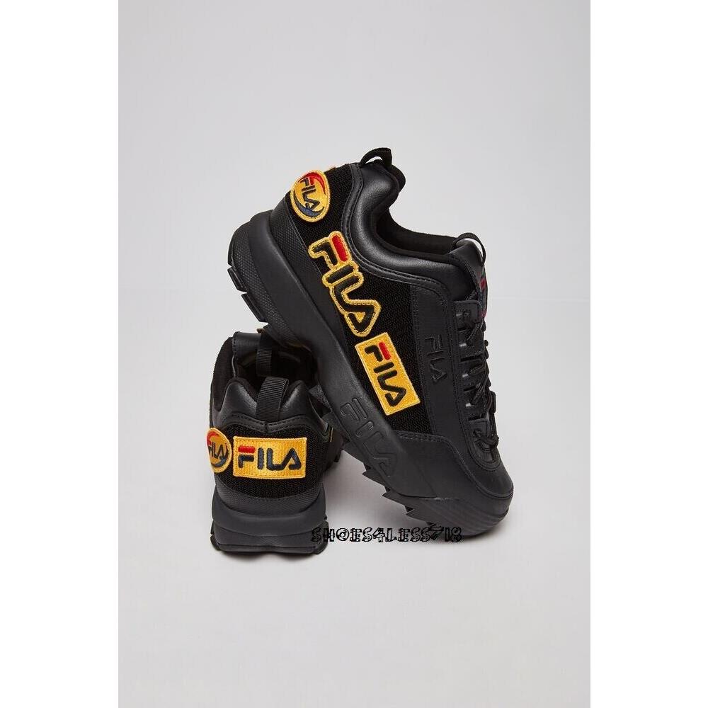 Womens Classic Fila Disruptor 2 Patches Premium Black Cross Training Sneaker
