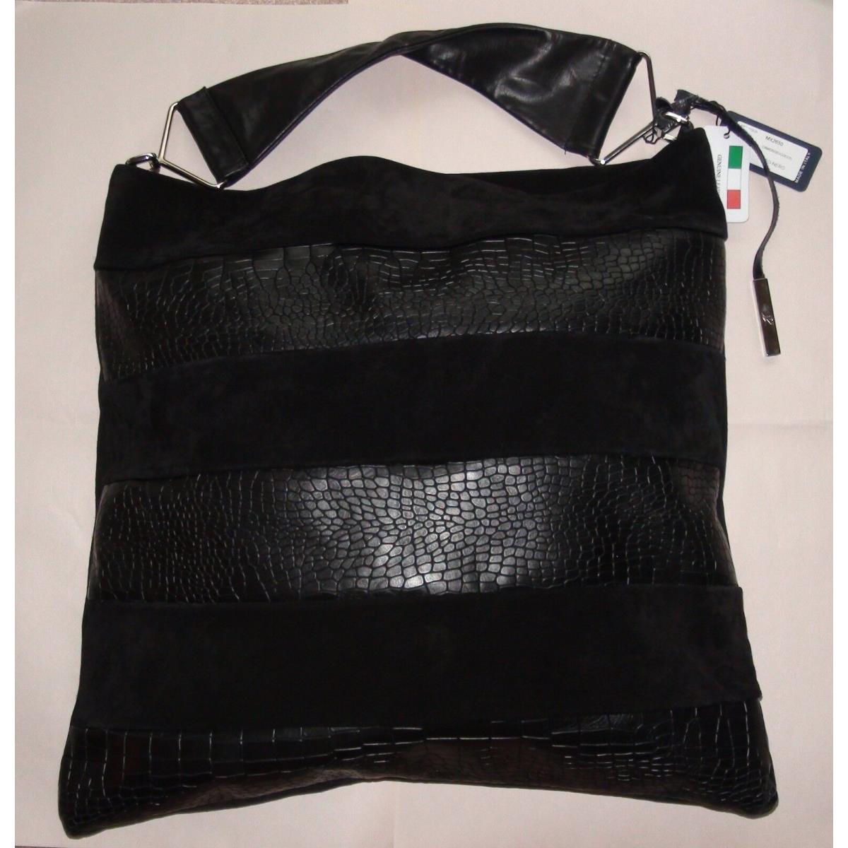 DSquared2 D2 Black Suede Leather Hobo Handbag Purse