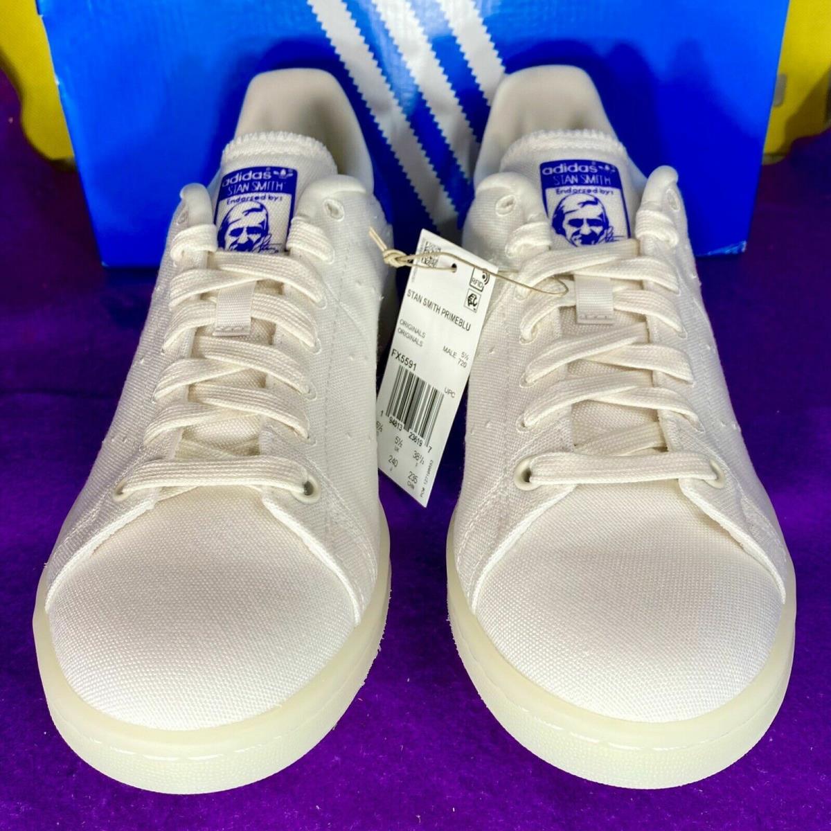 Mens Adidas Stan Smith Primeblue Canvas Shoes White Blue FX5591 