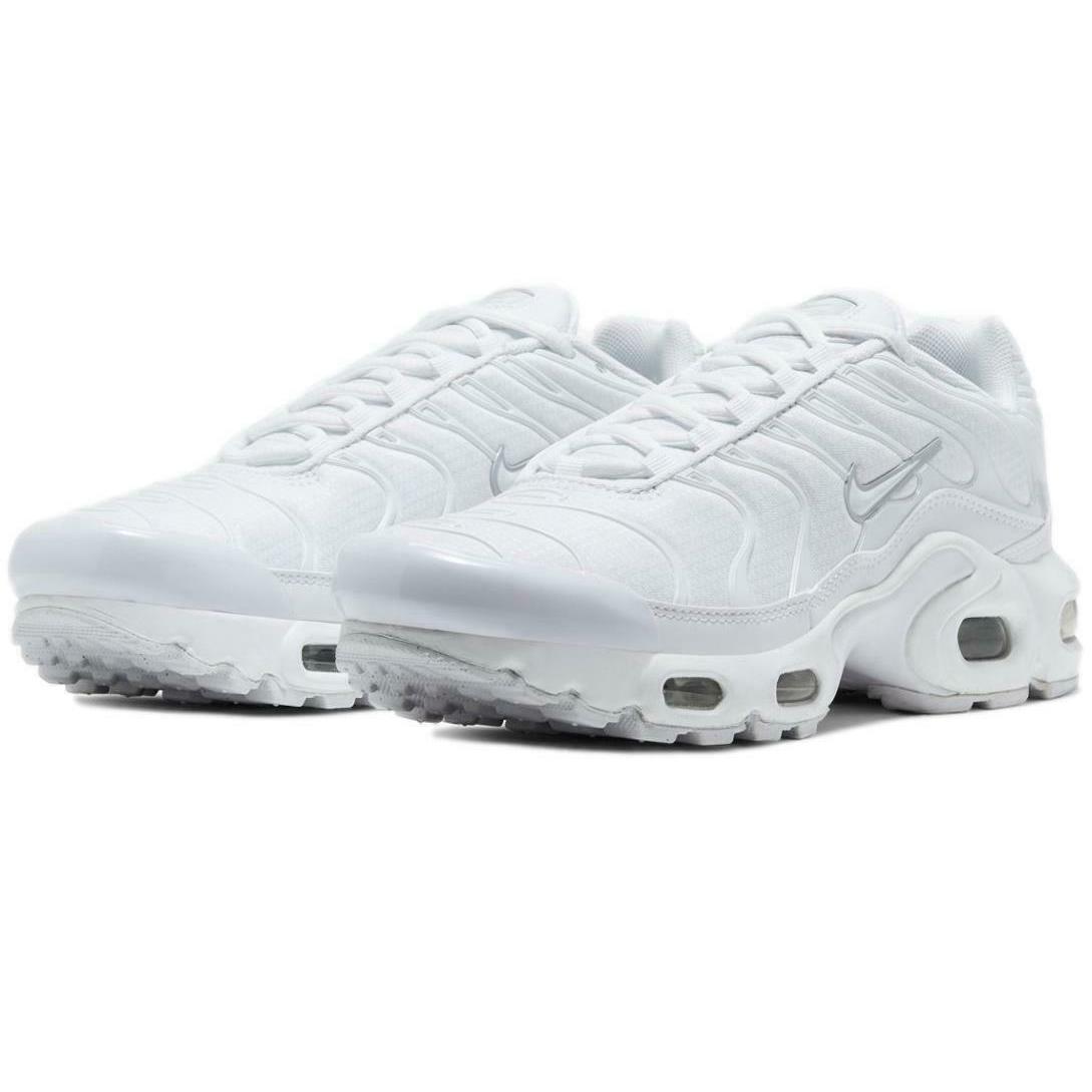 Nike Air Max Plus GS `white Metallic Silver` Youth Shoes Sneakers CW7044-100 - White