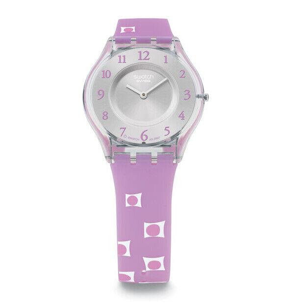 Mint Swatch Skin Series Marble Time SFK315 Pink Womens Watch Rare Vintage - Dial: Silver, Band: Pink