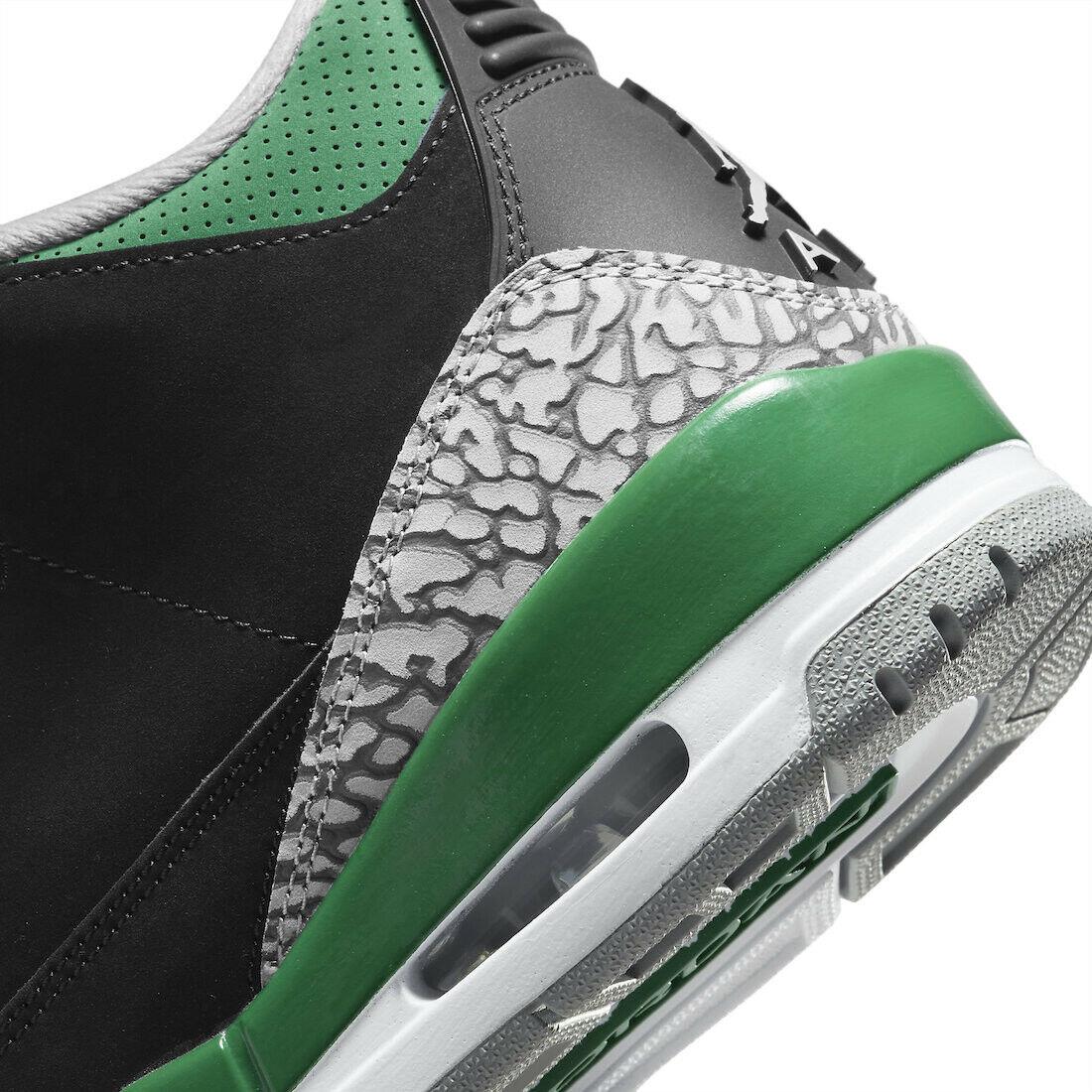nike air jordan retro 3 pine green black cement grey