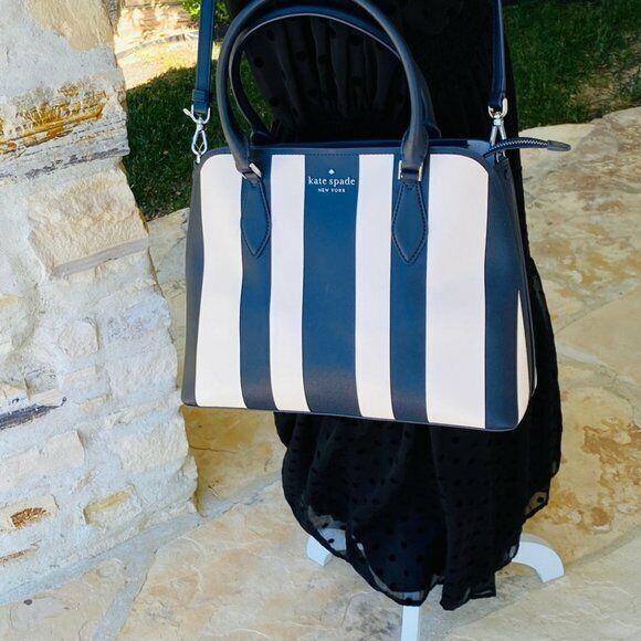 Kate Spade Darcy Pond Blue Stripe Large online Satchel