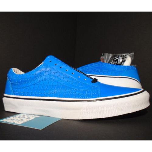 2015 Vans Old Skool Supreme Perf Check Blue Leather White SK8-HI VN-01R1HD7 9.5