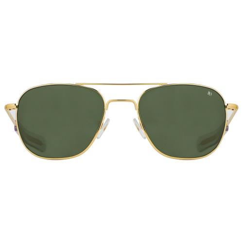Randolph AO Newly Updated Pilot Gold Frame True Color Green Lens Sunglasses 52mm (5.00 ` Frame Width)