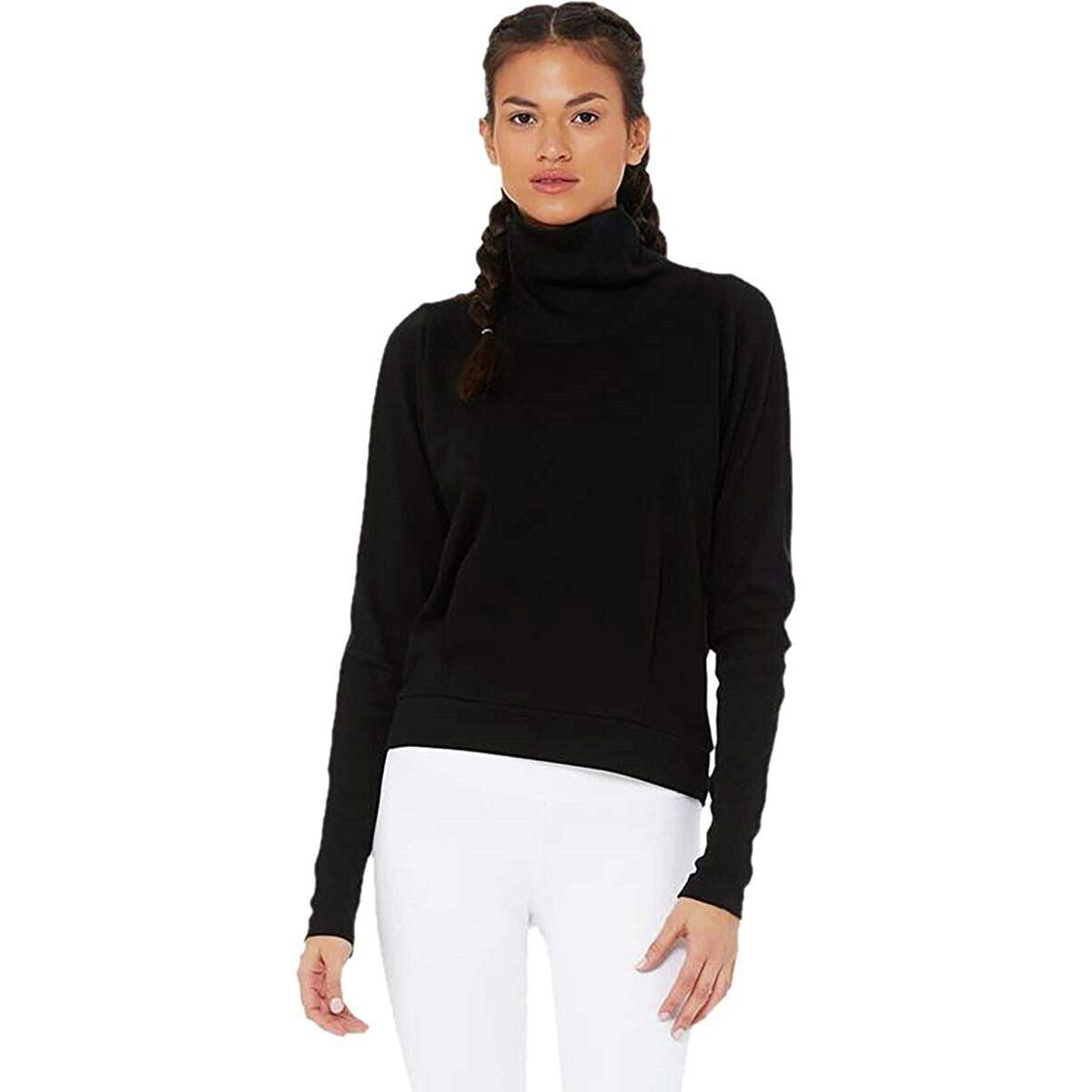 Alo 265992 Women`s Clarity Funnel Neck Sweatshirt Black Size Small