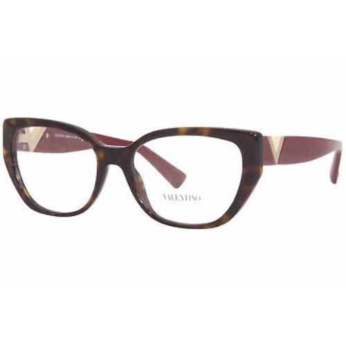 Valentino VA3037 5002 Eyeglasses Women`s Havana Full Rim Cat Eye 54mm