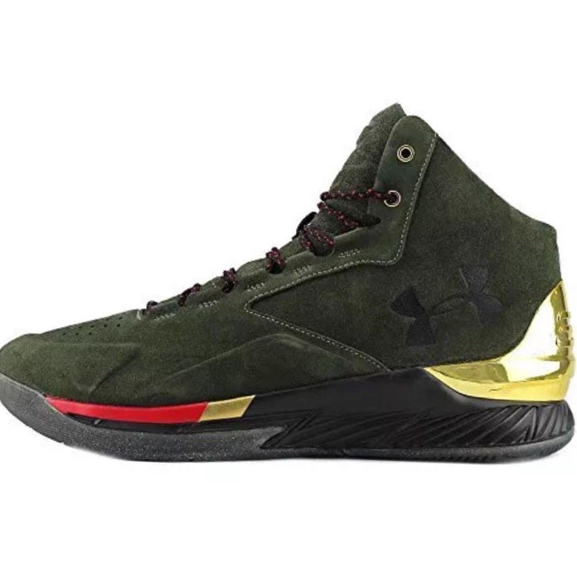 Under Armour UA Curry 1 Lux Suede Olive Dark Green 1296617 330 Men`s 9.0 Curry