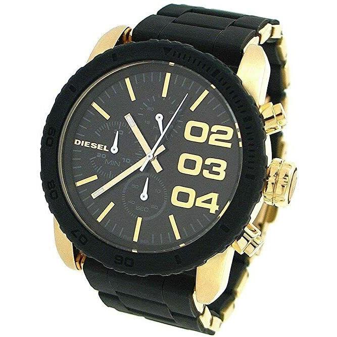 Diesel Women`s DZ5322 Chronograph Watch Black Silicone and Gold Band NO Box