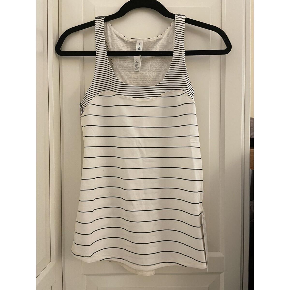 Lululemon Run: First Base Tank Slalom Stripe Angel Wing Size 6