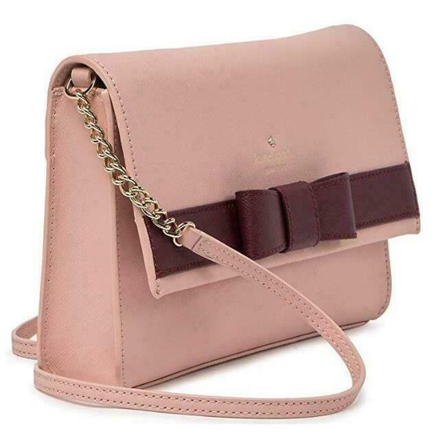 Kate Spade Veronique Pink Leather Crossbody Chain Bow WKRU4008 Ret FS