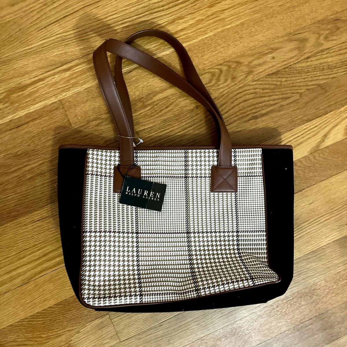 Lauren Ralph Lauren Polo Houndstooth Plaid Satchel Handbag kc15m2