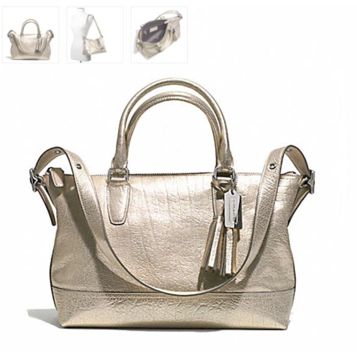 Coach Legacy Metallic Leather East West Satchel F21133 Champagne