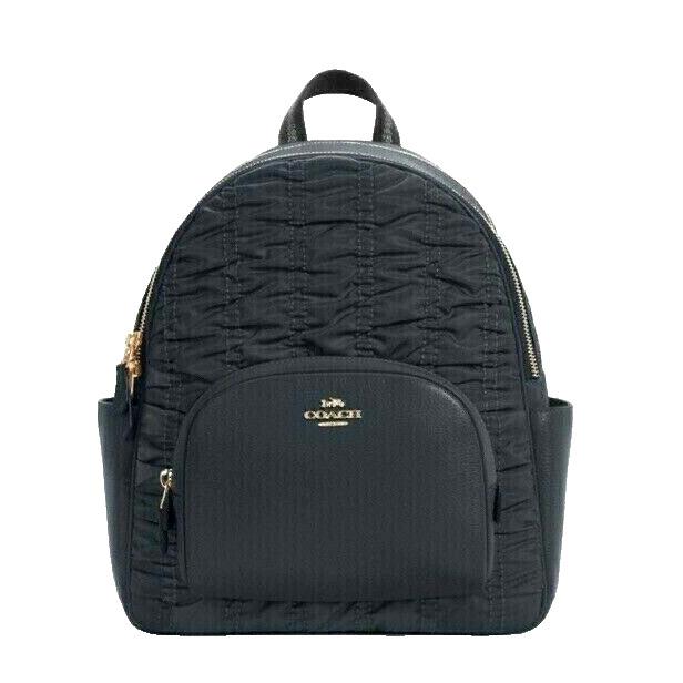 Coach C4094 Court Backpack with Ruching Nylon and Pebble Leather Midnight