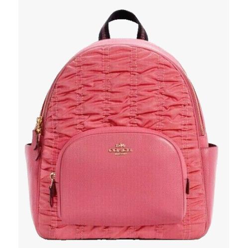 Coach C4094 Court Backpack with Ruching Nylon Pebble Leather Confetti Pink