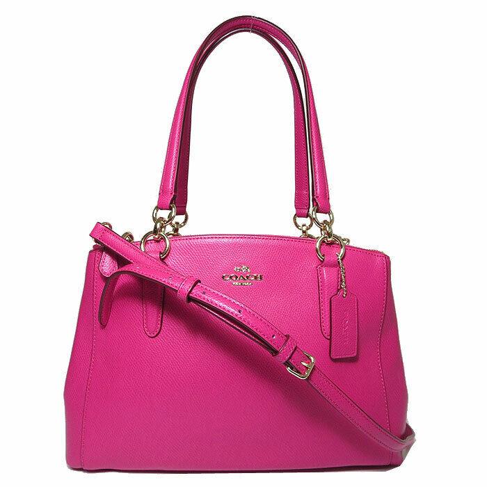 Coach SM Christie Crossgrain Leather Carryall 36637 Im/pink Ruby - Exterior: Pink Ruby