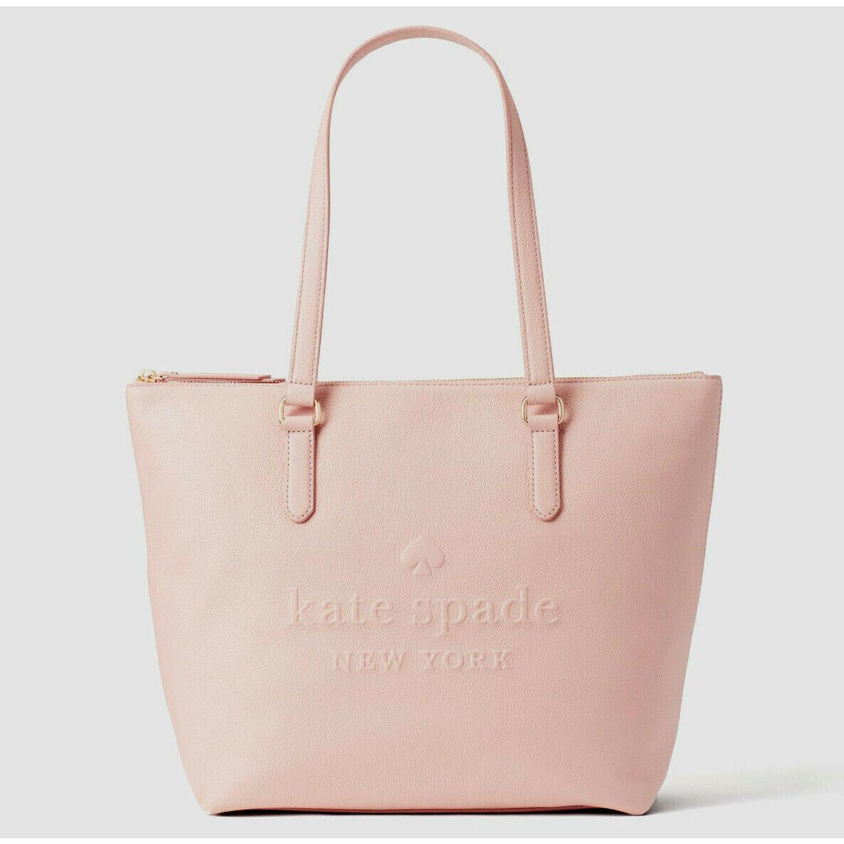 Kate Spade Larchmont Avenue Logo Penny Pink Leather Large Tote WKRU5619 FS