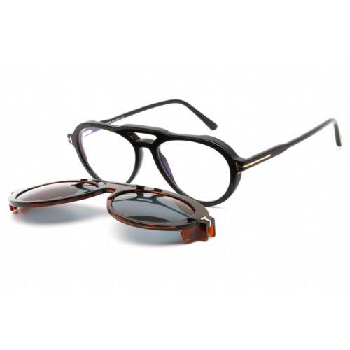 Tom Ford Women`s Eyeglasses Shiny Black Plastic Aviator Shape Frame FT5760-B 001