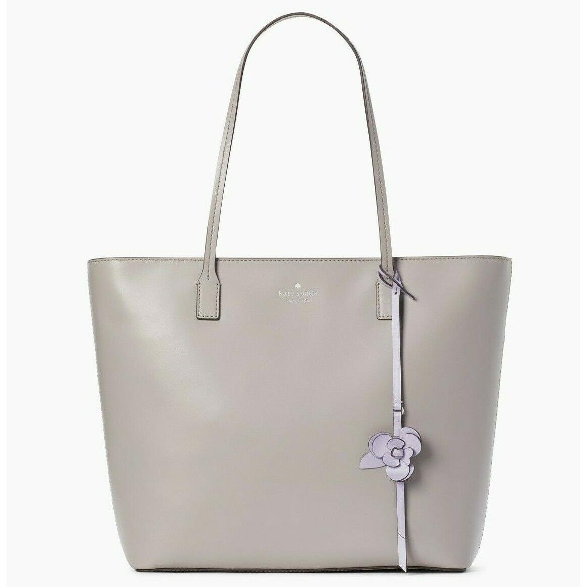 Kate Spade Karla Gray Smooth Leather Tote Flower Felicity WKRU5716 FS