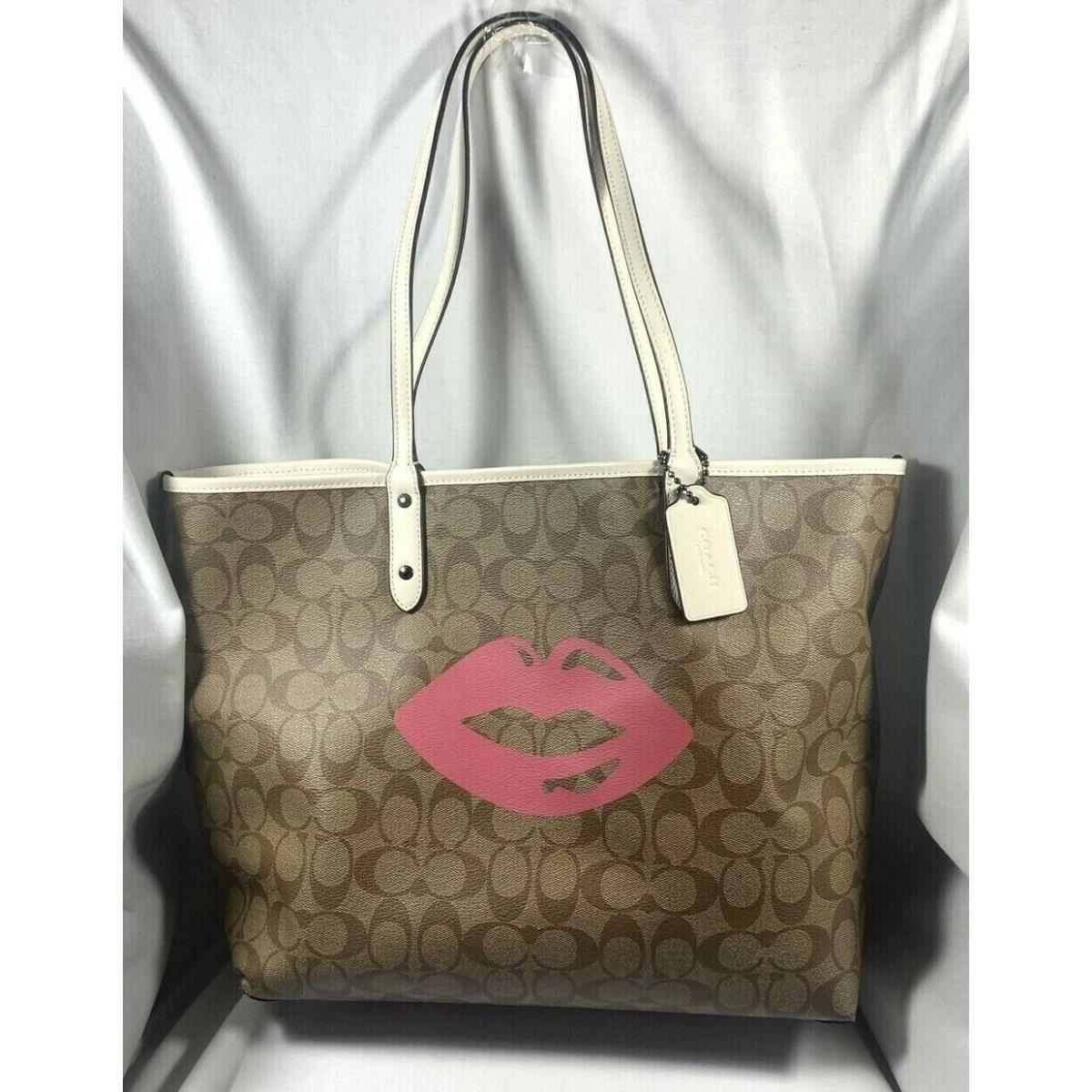 Retired Signature Coach F78257 Reversible Lips City Canvas Tote