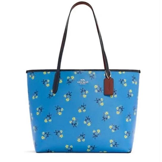 Coach City Tote with Floral Bow Print Blue Multi C7273 - Exterior: Blue