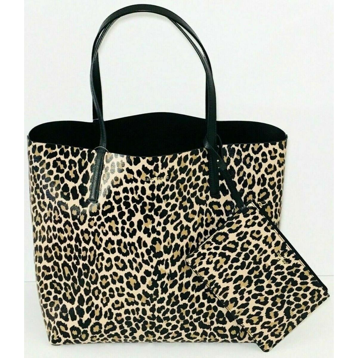 Kate Spade Mya Leopard Leather Tote Pouch Animal Cheetah WKRU5504 Leopardo