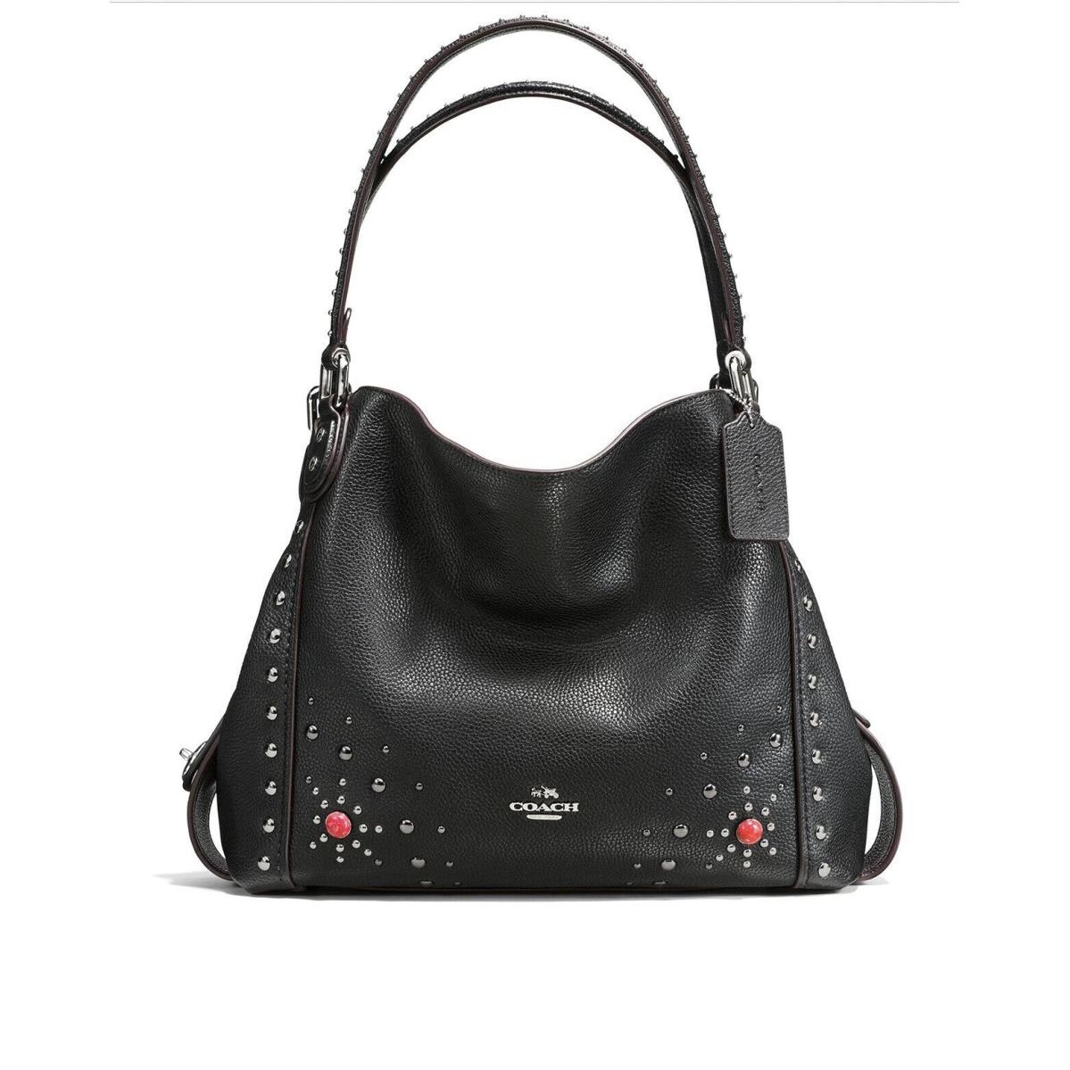 Coach 57660 Western Rivets Edie 31 Sv/ Black Leather Size Medium