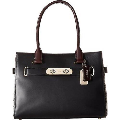 Coach Women`s Color Block Exotics Coach Swagger Carryall Li/black Satchel