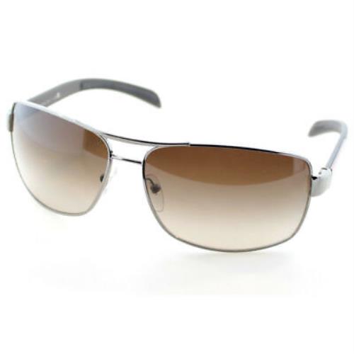Prada Linea Rosa PS 54IS 5AV6S1 Gunmetal Brown Aviator Sunglasses - Frame: Gray, Lens: Brown