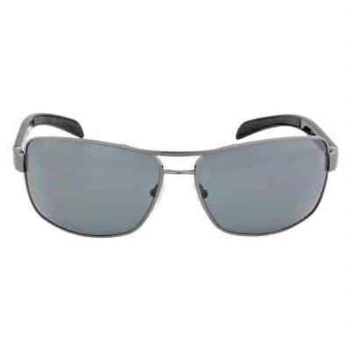 Prada Linea Rossa Polycarbonate Grey Rectangular Men`s Sunglasses PS 54IS 5AV5Z1 - Frame: Gray, Lens: Gray