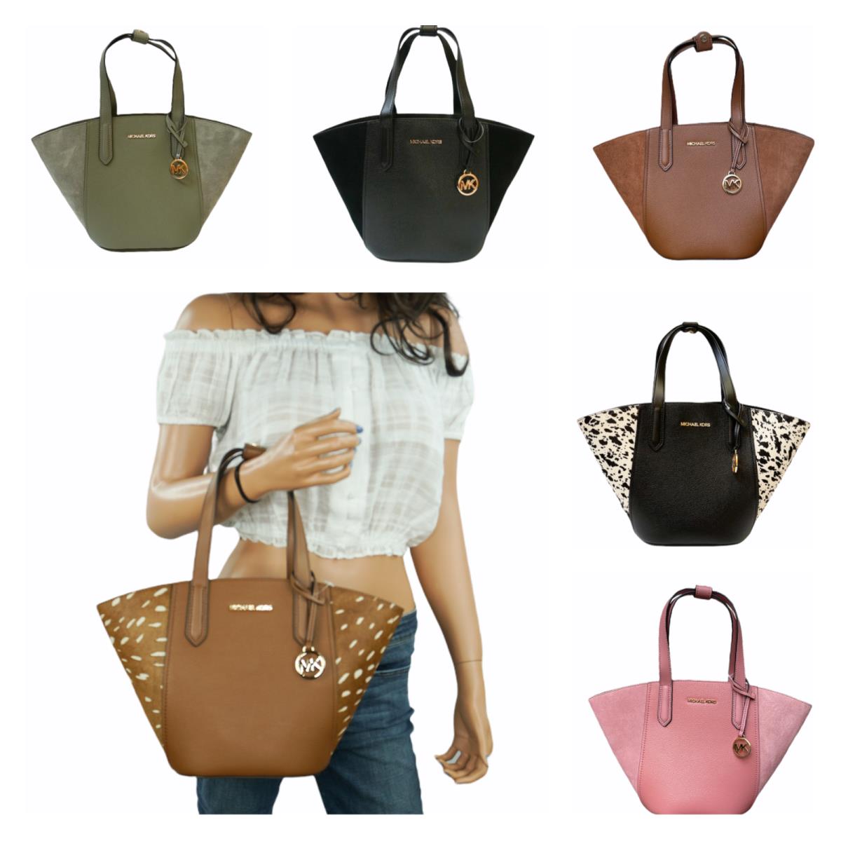 Michael Kors Portia Small Bucket Tote Leather Bag