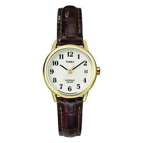 Timex Women`s T20071 Indiglo Leather Strap Watch Brown Croco/gold-tone