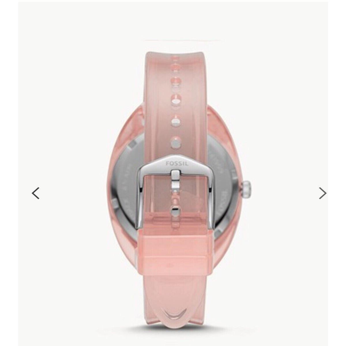 Fossil Peach Pink Jude Semi Transparent Silicone Square Watch