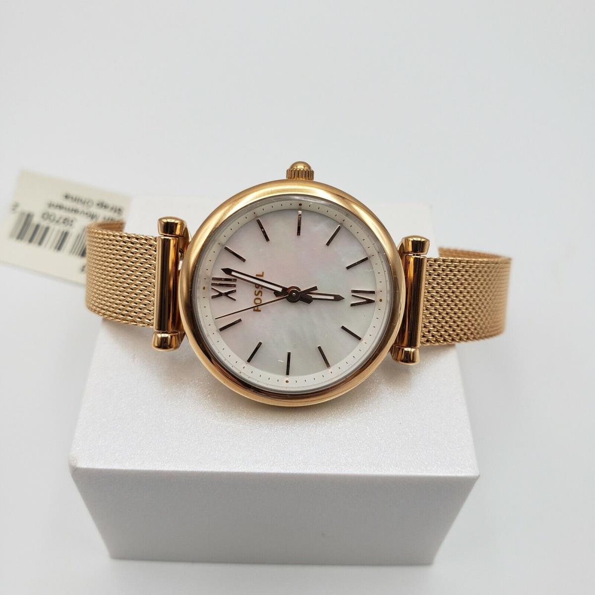 Fossil watch Rose Mesh - White MOP Dial, Rose Gold Band, Rose Gold Bezel
