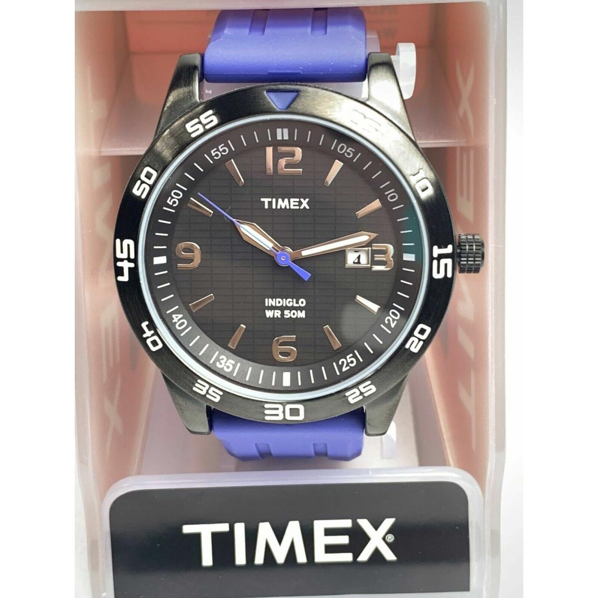 Timex Blue Silicone Strap Indiglo Water Resistant Unisex Watch T2p137