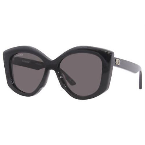 Balenciaga BB0126S 001 Sunglasses Women`s Black/grey Lenses Butterfly Shape 56mm