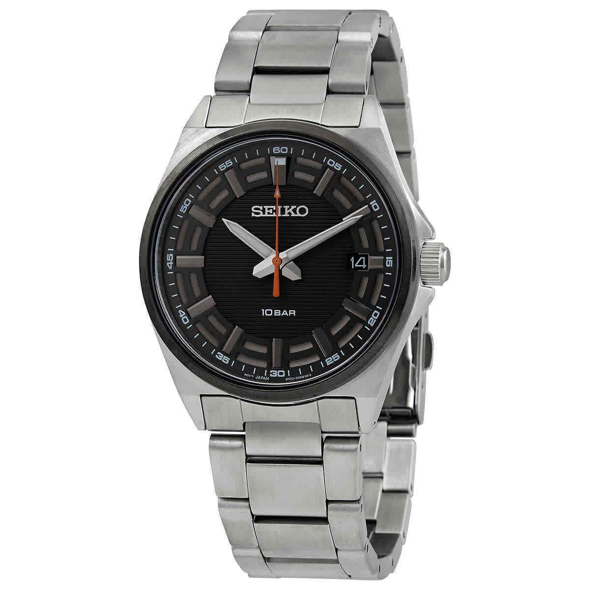 Seiko Quartz Crystal Black Dial Men`s Watch SUR507P1