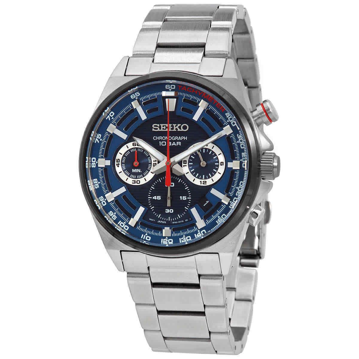 Seiko Chronograph Quartz Blue Dial Men`s Watch SSB407P1