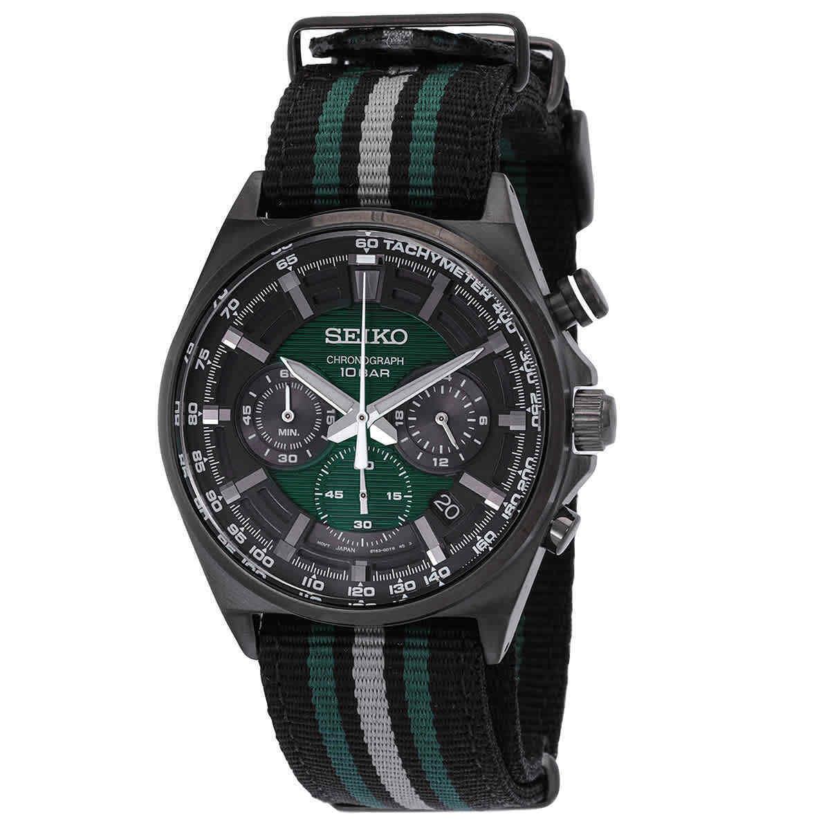 Seiko Chronograph Quartz Green Dial Men`s Watch SSB411P1