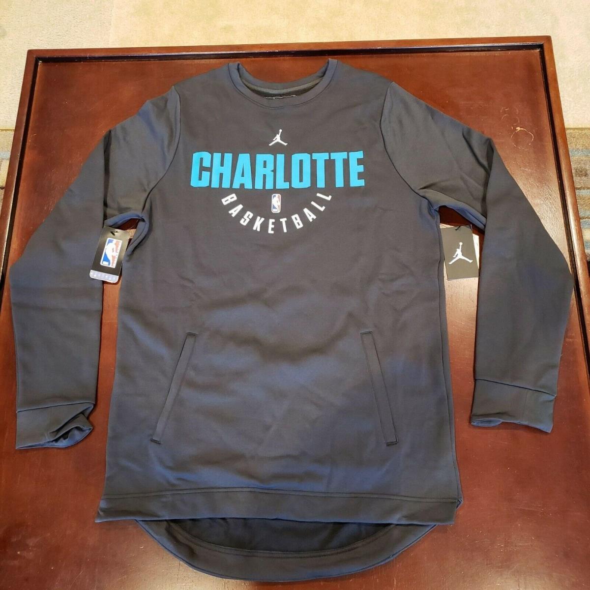 Nike Nba Player Issue Crewneck Sweatshirt Charlotte Hornets Jumpman Size LT Very Rare